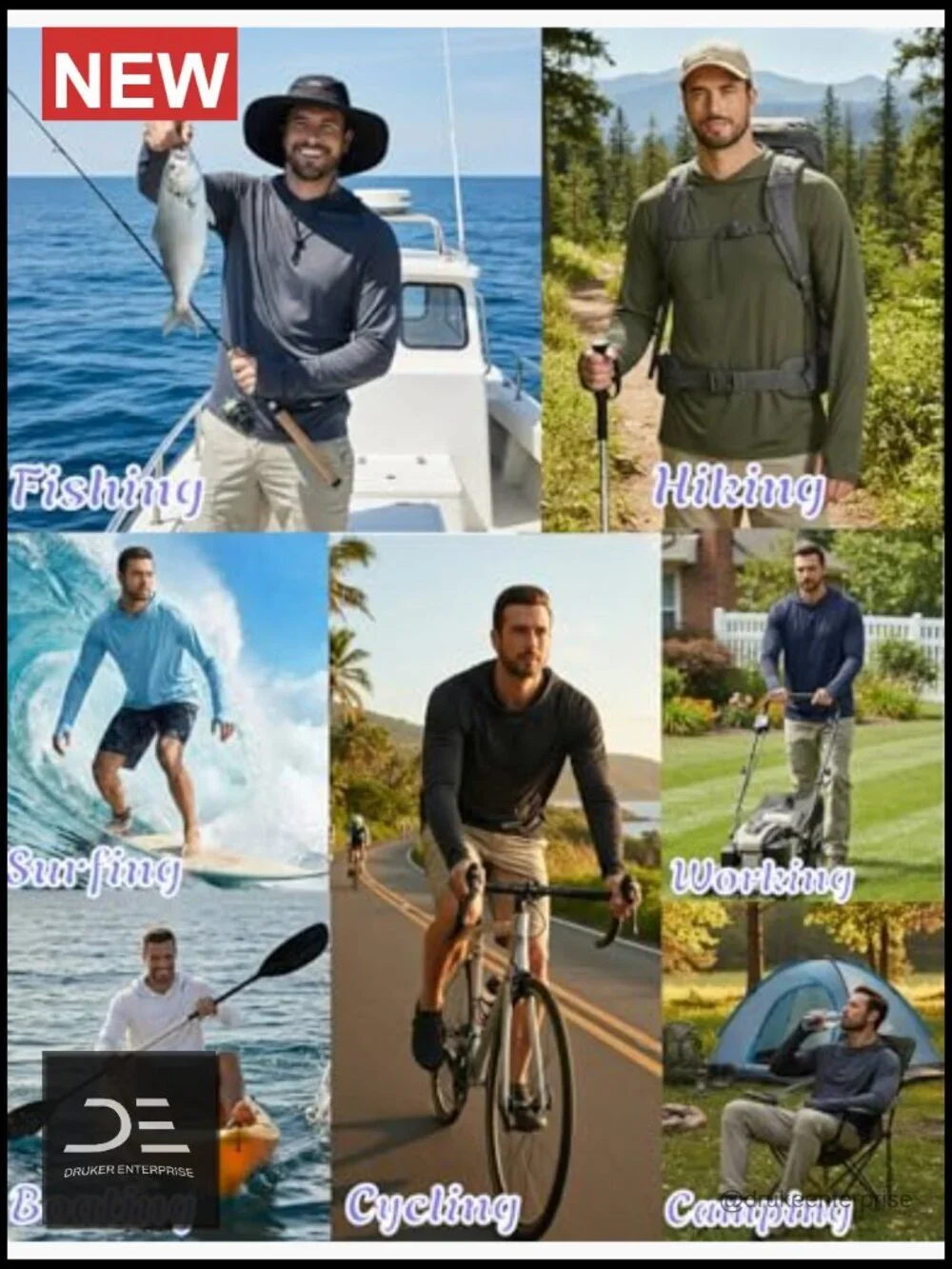 UPF 50+ Long Sleeve Sun Shirt Hoodie Fishing Hiking Rash Guard
